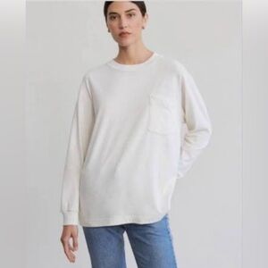 Jenni Kayne Long Sleeve Vintage Pocket Tee Shirt in Ivory Medium